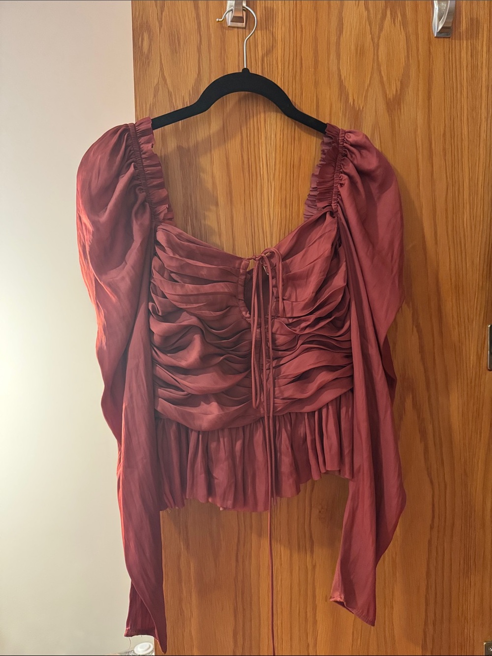 Ulla Johnson Ruched Tie-Front Blouse in Dusty Rose